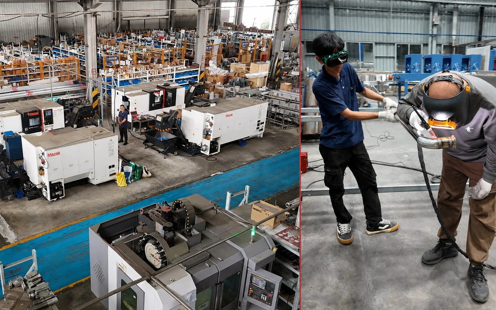 CNC machining and stainless steel welding at bottling equipment partner workshops
