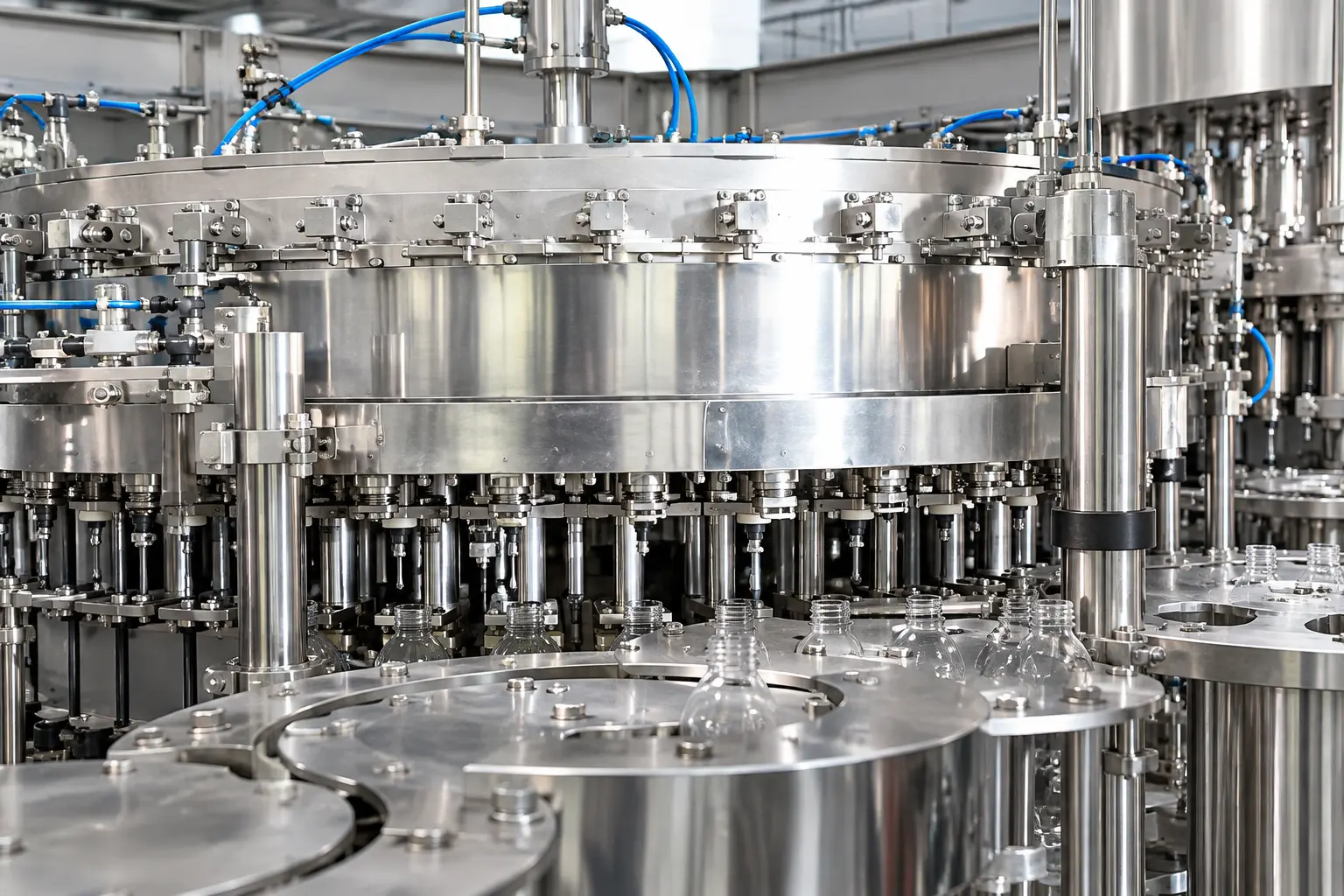 Counter-pressure filling valves for PET carbonated beverages