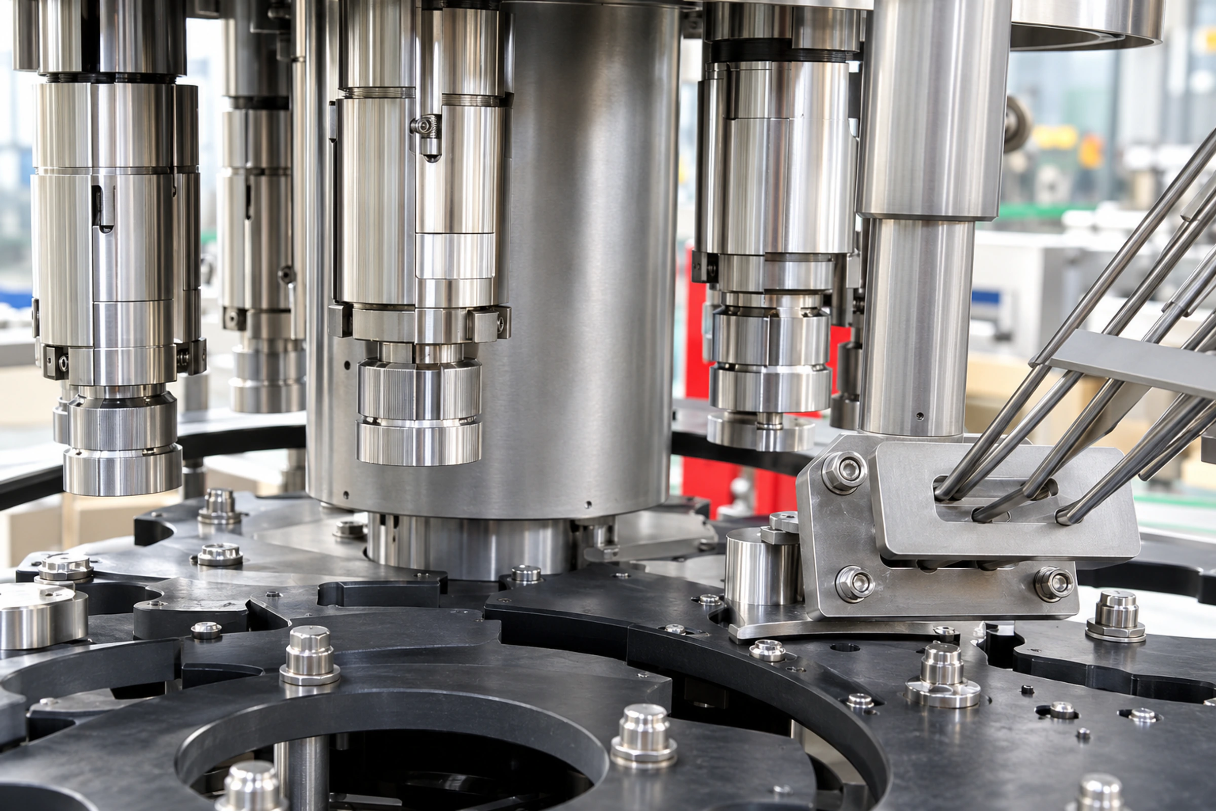 Rotary screw capping heads for PET juice bottles