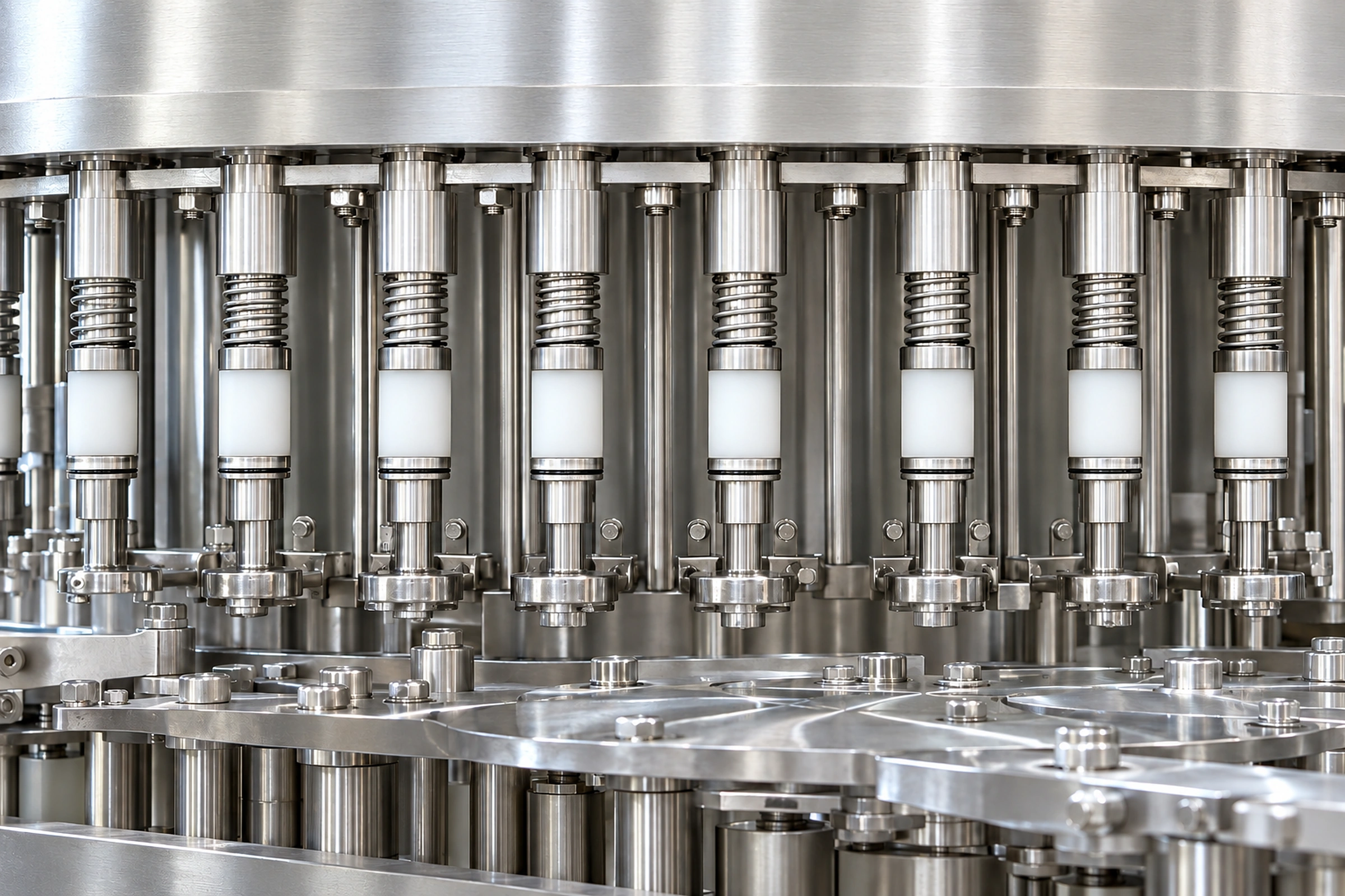 Atmospheric gravity filling valve assembly for PET bottled water