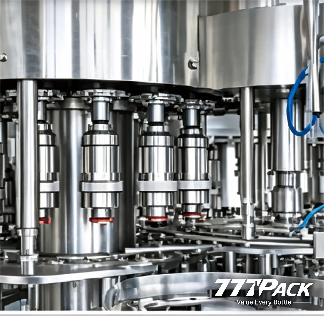Rotary bottle handling and closure section of the Blow-Fill-Cap Combi-Block