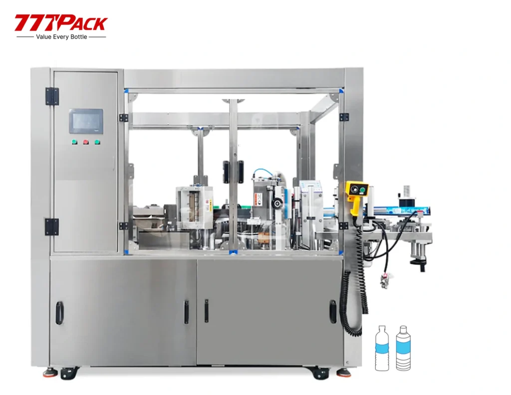 Automatic linear OPP hot melt glue labeling machine for PET, PP and PE round bottles