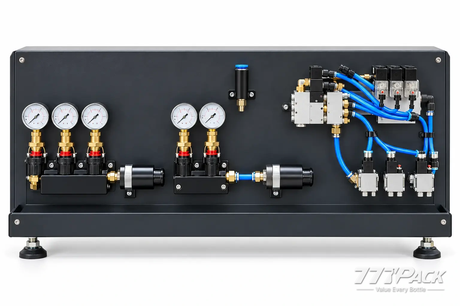 Pneumatic control system for an automatic rotary OPP hot melt glue labeling machine